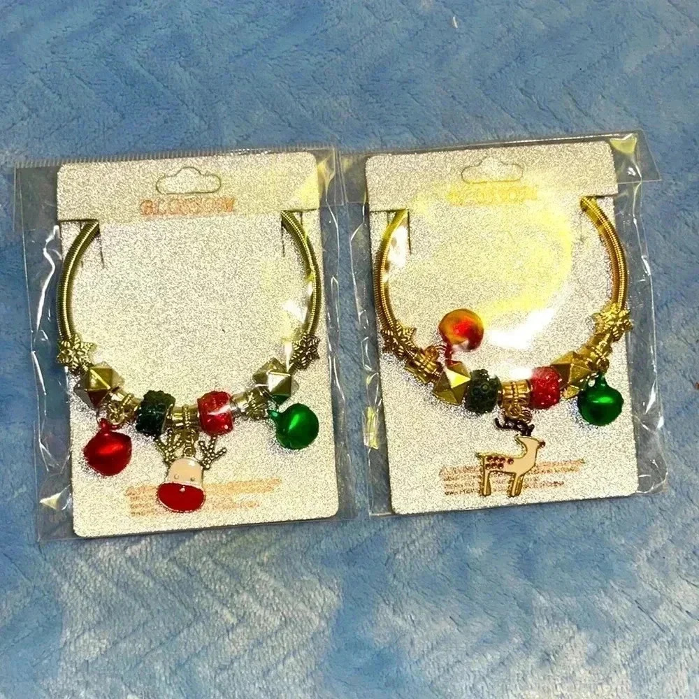 🆕 2 Christmas Bracelets in Silver and Gold